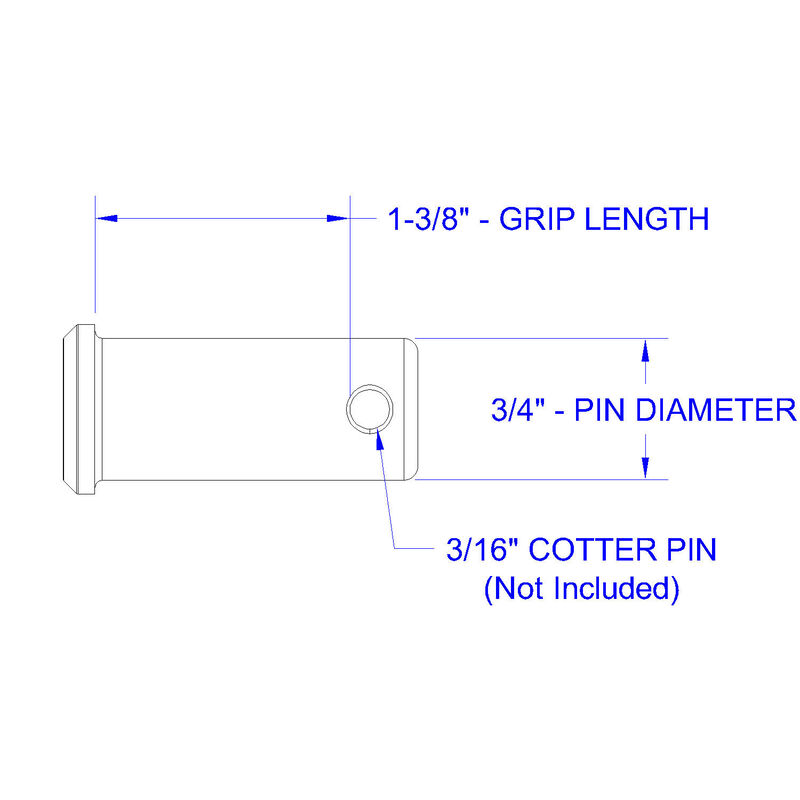 Stainless Steel Clevis Pin, 3/4" Dia. X 1 5/16" Grip Length image number null