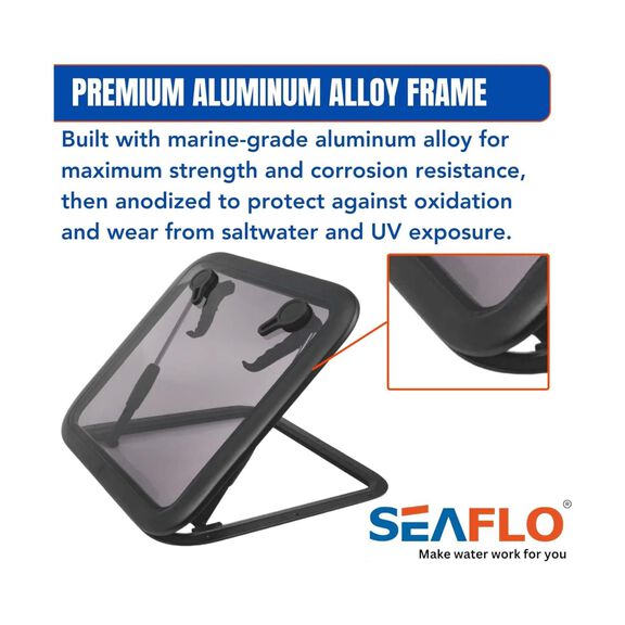 SEAFLO 01-Series 19.9" x 19.9" Black Aluminum Square Deck Hatch image number 3