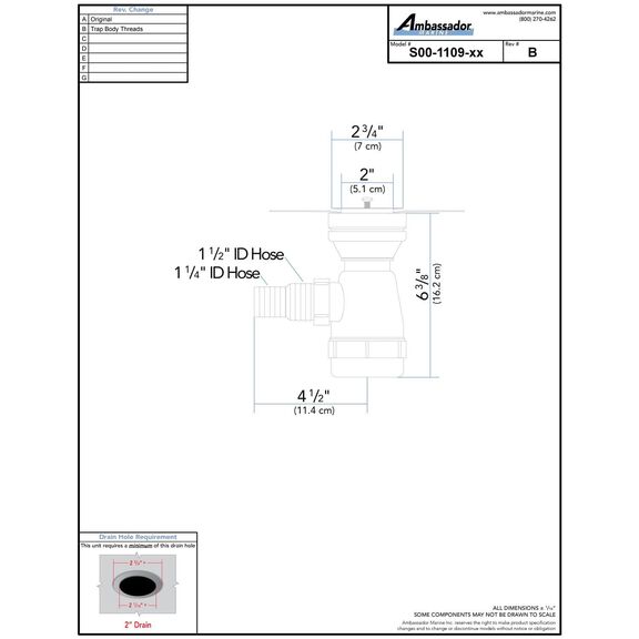 2" Drain, Trap Sink Drain, 1-1/4" & 1-1/2" Hose Barb, w/Strainer, w/Chain Stopper Brushed Finish image number 3