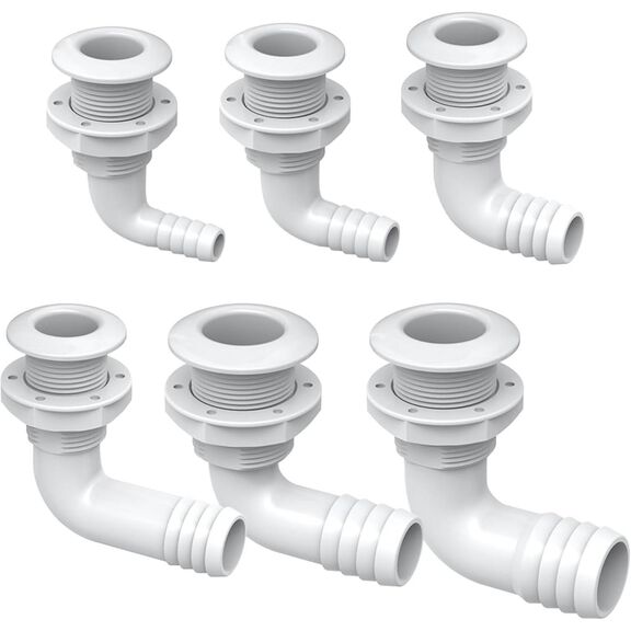 SEAFLO 1 in Angled Thru Hull Fitting with Built-In Check Valve Stainless Steel Cap image number 4
