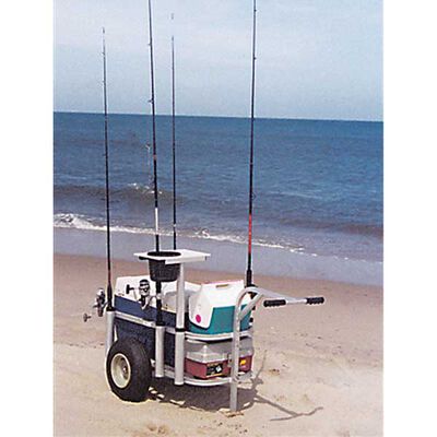 Fishing Cart, Aluminum Fishing Wagon Cart with Rod Holders, Big Wheels and  Basket, Modern Freestanding Beach Surf Fishing Cart for Traveling, Camping