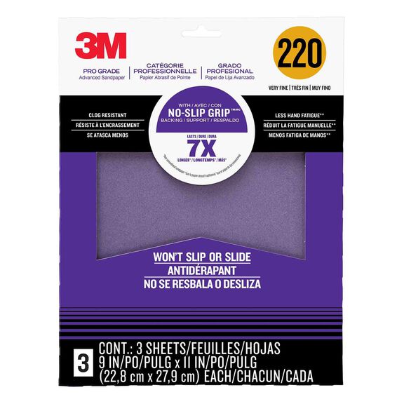 Pro Grade No-Slip Grip&trade; Advanced Sandpaper, 220 grit image number 0