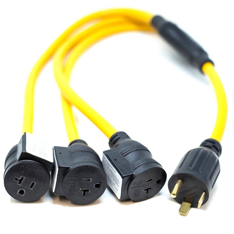 3' Heavy Duty TT-30P to (3) 5-20R Short Power Cord image number 0