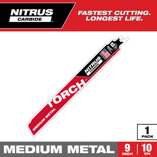 9" 10 TPI TORCH with NITRUS Carbide Teeth SAWZALL Blade for Conduit and Strut, 1-Pack