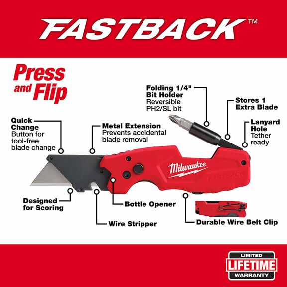 FASTBACK&trade; 6 in 1 Folding Utility Knife image number 1