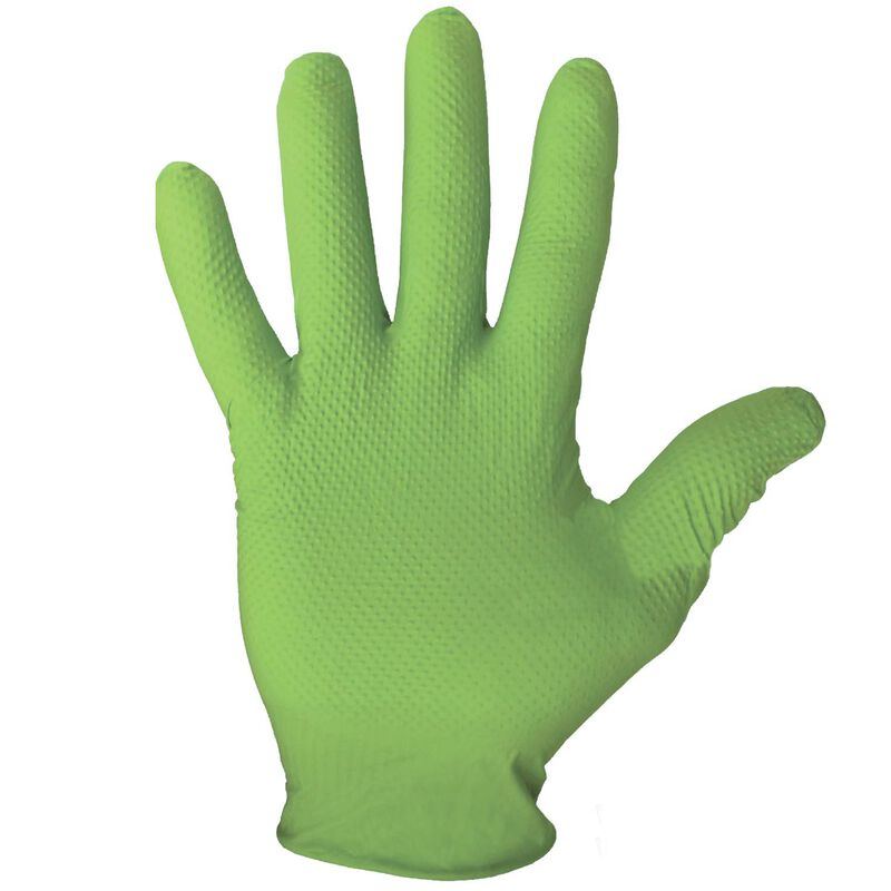 Nitrile Disposable Powder Free Gloves, Large, Hi Vis Green, Box of 50 image number 0
