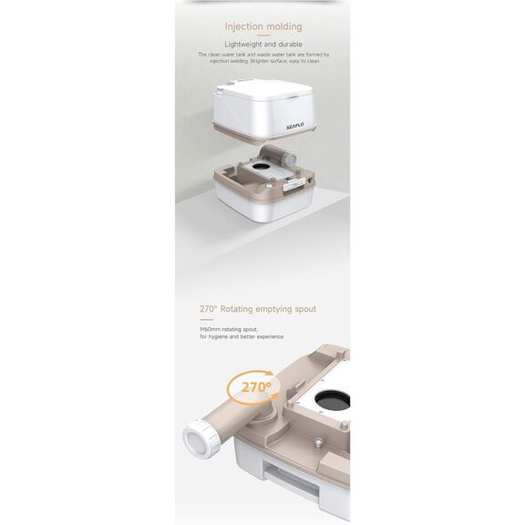 SEAFLO 12L Portable Travel Toilet with Manual Flush White image number 7