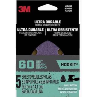 3M Ultra Durable Detail Sanding Sheets, 60 grit, Mouse4pk60, 4/pk, 20/case