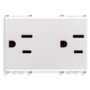 Vimar Eikon Double 2P+E 15A USA+SASO SICURY Duplex Outlet, White, 3-Module