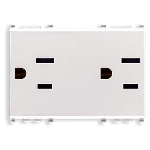 Vimar Eikon Double 2P+E 15A USA+SASO SICURY Duplex Outlet, White, 3-Module image number 0