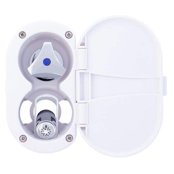 Trinidad Transom Shower Cold Only, Arctic White Cup & Lid, Hammer-Head Arctic White Sprayer, 6' White Rubber Hose, Chrome Trinidad Handle image number 6