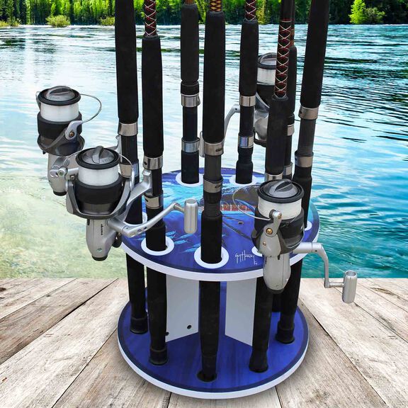 Guy Harvey Sailfish Spinning 9 Fishing Rod Storage Rack, Vertical Fishing Pole Rod Holder image number 5