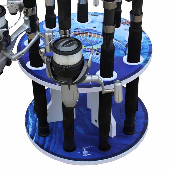 Guy Harvey Wahoo Spinning 9 Fishing Rod Storage Rack, Vertical Fishing Pole Rod Holder image number 1