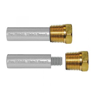 Engine Pencil Zinc Anode with Brass Plug, 3/8" NPT x 1"