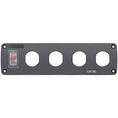 Water-Resistant Accessory Panel, 15A Circuit Breaker, 4x Blank Apertures