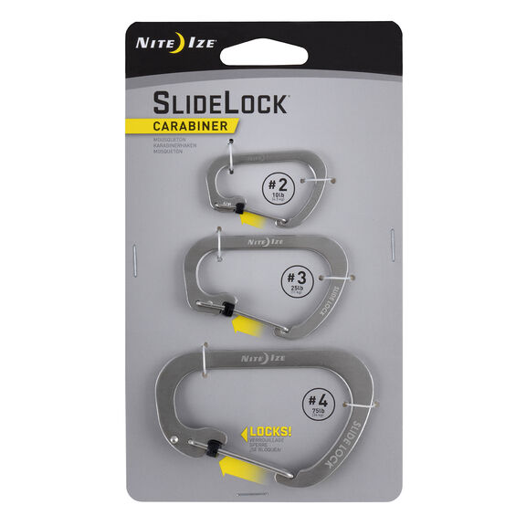 Nite Ize&reg; SlideLock&reg; Carabiner 3 Pack Combo, Stainless Steel image number 2