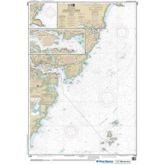 Maptech&reg; NOAA Recreational Waterproof Chart-Portsmouth Harbor Cape Neddick Harbor to Isles of Shoals; Portsmouth Harbor, 13283 image number 0
