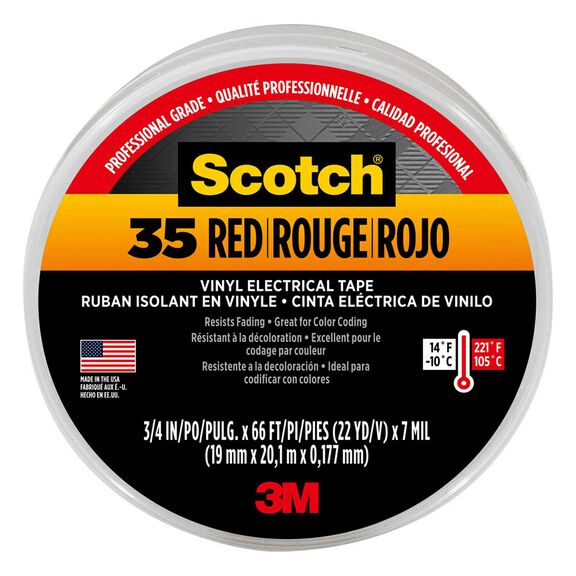 Scotch&reg; Vinyl Electrical Tape 35, 3/4" x 66', Red image number 0