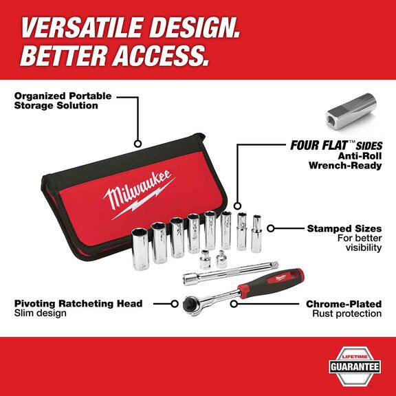 3/8" Drive Metric Socket Set,12 Piece image number 1