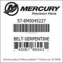 Quicksilver 8M0045227 Serpentine Belt 3157 mm image number 1