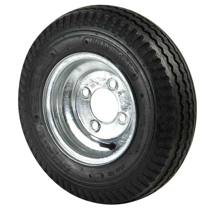 480 X 8B Bias Trailer Tire and 8 X 3 3/4 Galvanized Solid Rim 4 X 4 Bolt Pattern image number 0