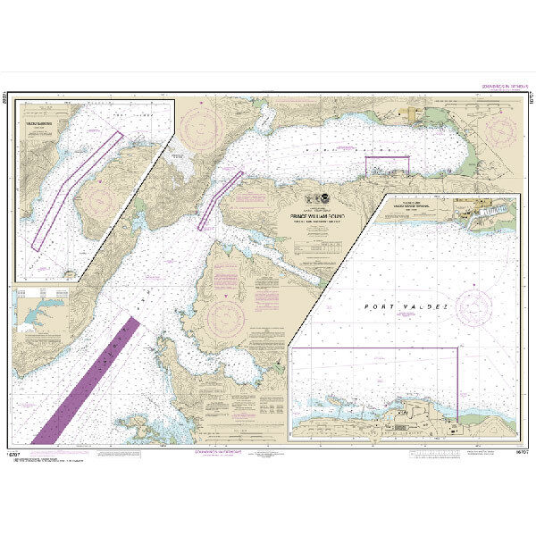 #16707 NOAA Nautical Chart Prince William Sound-Valdez Arm and Port Valdez; Valdez Narrows; Valdez and Valdez Marine Terminal
