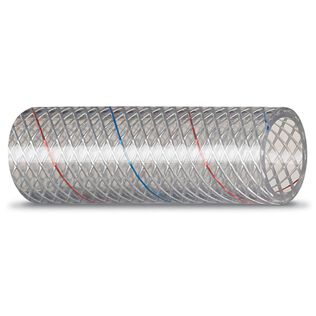 Series 162 Clear Reinforced PVC Tubing, Red & Blue Tracer by the FT, Max 50'