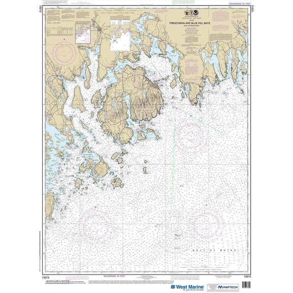 Maptech&reg; NOAA Recreational Waterproof Chart-Frenchman and Blue Hill Bays and Approaches, 13312 image number 0