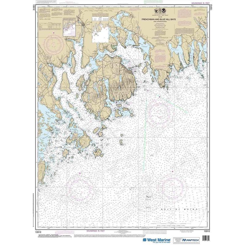 Maptech® NOAA Recreational Waterproof Chart-Frenchman and Blue Hill Bays and Approaches, 13312 image number 0