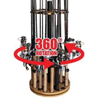 24 Fishing Rod Spinning Round Storage Rack - Steel Post