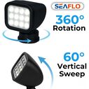 SEAFLO 360&deg; Rotating Remote Control LED Searchlight, 10-30V DC, 2700 Lumens, Wireless Remote, Black image number 2