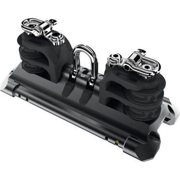 Size 2 TB Mainsheet Car with Shackle with Pair of Double Sheaves and Becket image number 0