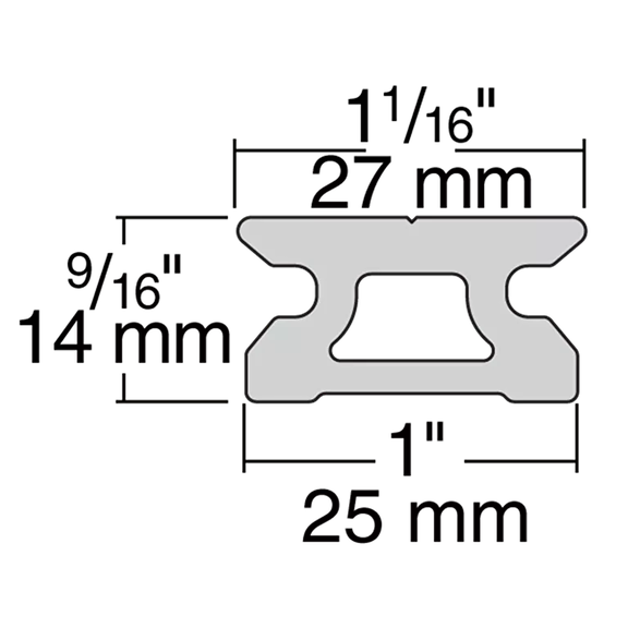 27mm Low-Beam Pinstop Track &mdash; 6', 4" Hole Spacing, 2 Pinstop Holes image number 1