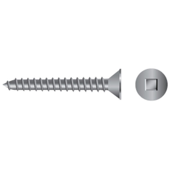 #10 X 1 1/2" Stainless Steel Square Drive Flat-Head Tapping Screws, 100-Pack image number 0