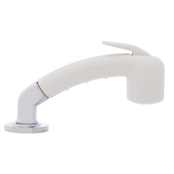 Deck-Mount Sprayer Small Warm White Sprayer No Hook w/Elbow, 10' White Rubber Hose, Low Profile Holder image number 2
