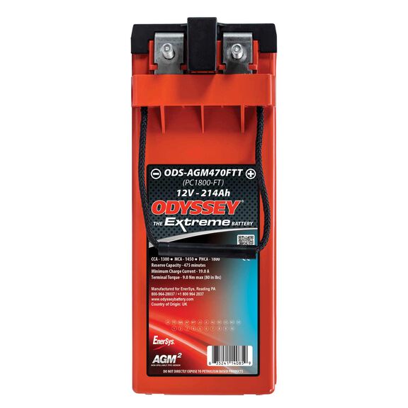 Odyssey Extreme ODS-AGM470FTT Marine AGM Battery with Thin Plate Pure Lead Technology, 214 Amp Hours, 1300 Cold Cranking Amps, 1450 Marine Cranking Amps, 475 Reserve Minutes image number 1