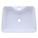 Rectangle Vessel Smooth Porcelain, 19 1/4in x 15in x 5 1/8in, w/Faucet Mount, 1-3/4" Drain White image number 2