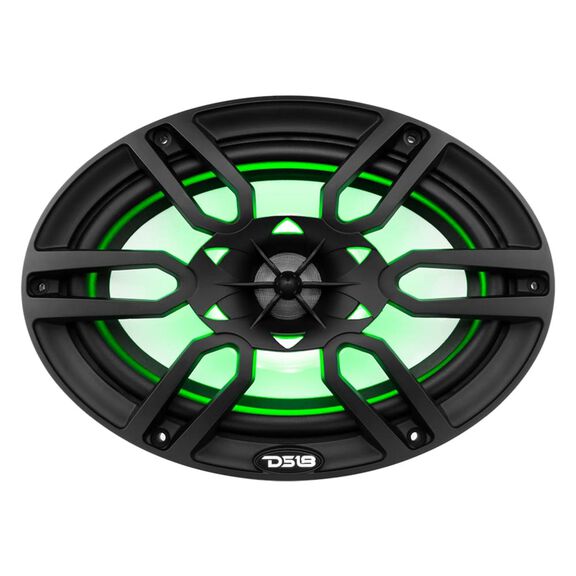 HYDRO 6X9" 2-Way Marine Speakers with Integrated RGB LED Lights, 375 Watts, Black image number 1