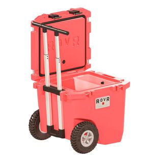 RollR 45 Quart Wheeled Hard Cooler with Telescopic Handle, Coral