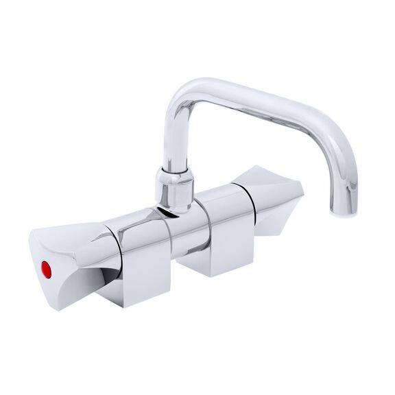 Trinidad Folding Faucet, Hot/Cold Mixer, Angled Spout, Chrome image number 3