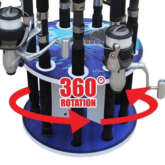 Guy Harvey Sailfish Spinning 9 Fishing Rod Storage Rack, Vertical Fishing Pole Rod Holder image number 3