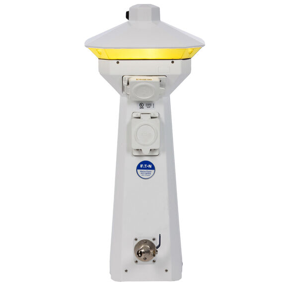 31" Hatteras Power Pedestal, (1) 30 Amp 125V Shore Power Receptacle, (1) 20 Amp 125V GFCI Protected Duplex Receptacle image number 0