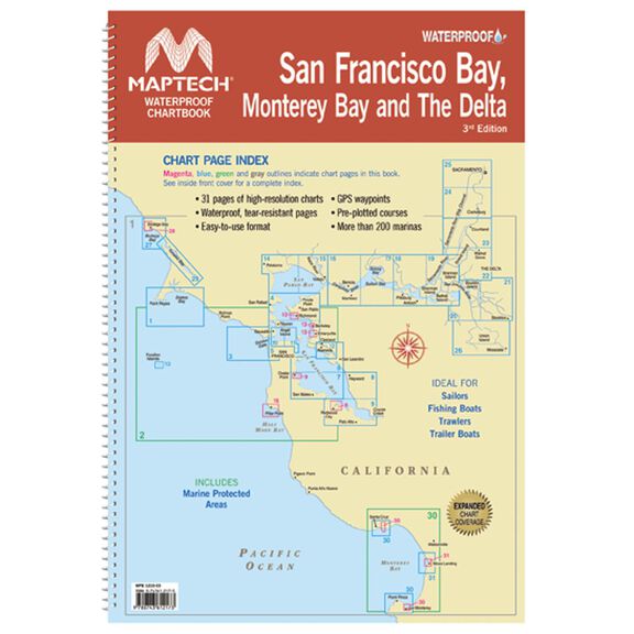 WPB1210-03WMDS Waterproof Chartbook San Francisco Bay, Monterey Bay and The Delta, 3rd Edition image number 0