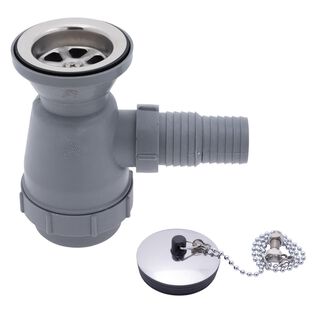 2" Drain, Trap Sink Drain, 1-1/4" & 1-1/2" Hose Barb, w/Chain Stopper Ultra-Mirror Finish