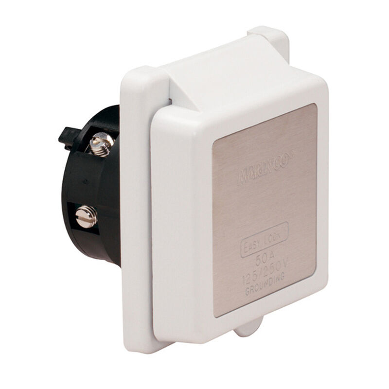 Inlet, 50A 125V, Square, Without Rear Enclosure, White image number 0