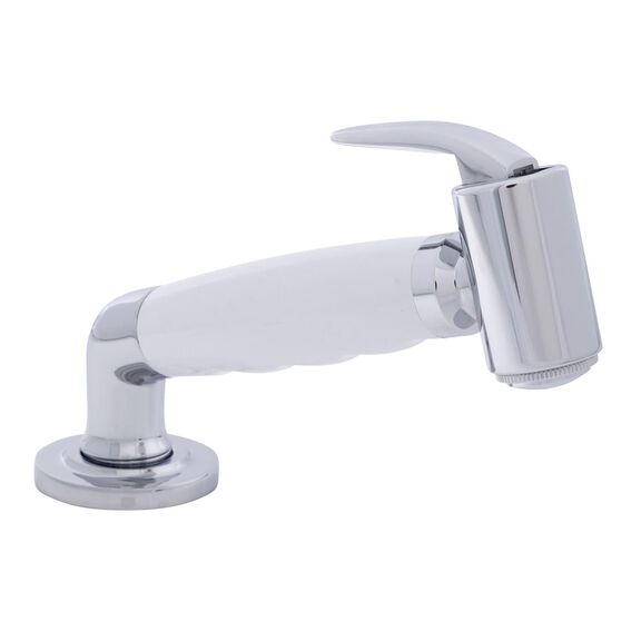 Deck-Mount Sprayer Hammer-Head Arctic White Sprayer w/Elbow, 10' White Rubber Hose, Low Profile Holder image number 0
