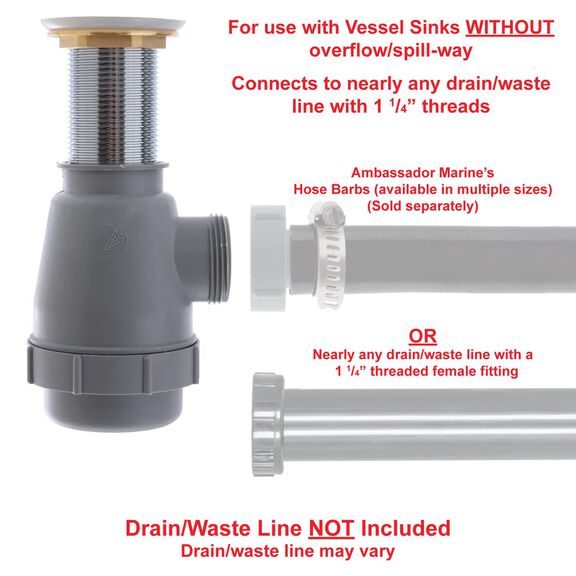 1-3/4" Drain, Touch Trap Sink Drain with Cover no Overflow, 1-1/4"-M Thread Chrome image number 5