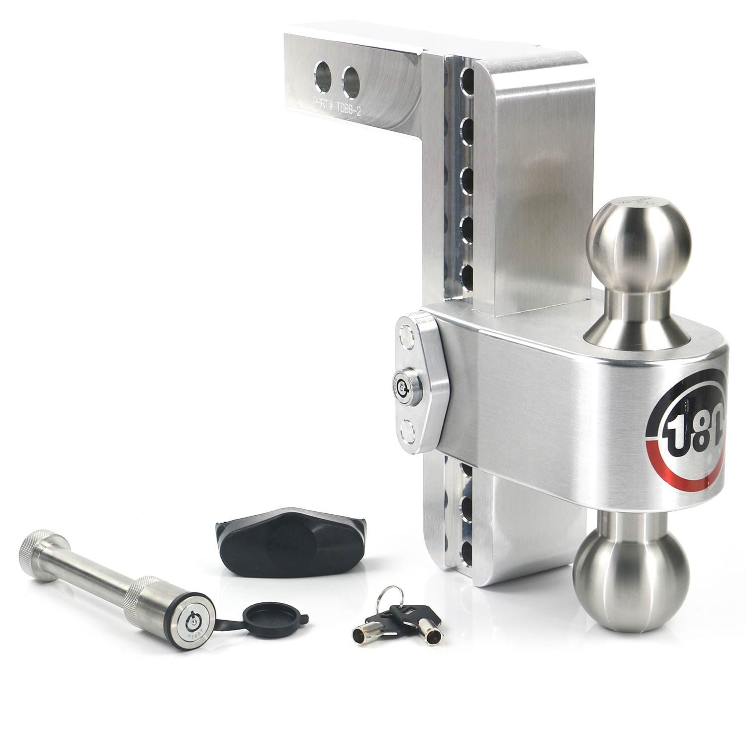 Weigh Safe 180-Degree Adjustable Trailer Hitch, Compatible with 2" Receivers, 8" Drop