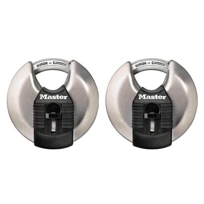 2 3/4" Wide Magnum Stainless Steel Discus Padlock with Shrouded Shackle, 2-Pack
