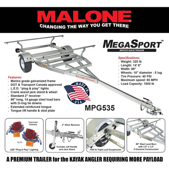 MegaSport Kayak Trailer with 86" Load Bars image number 1